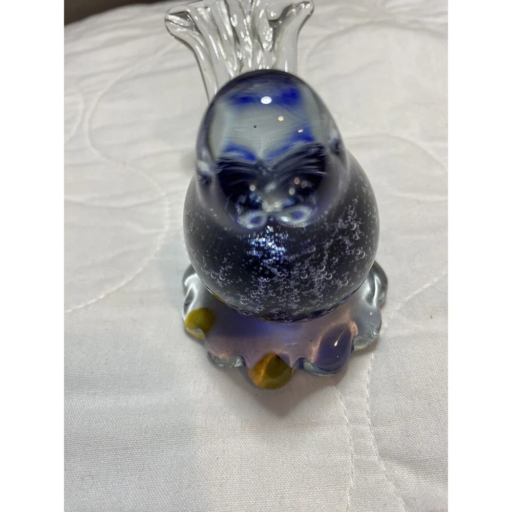 Art Glass Blown Glass Blue & Clear Sommerso Bird “Snowflakes “